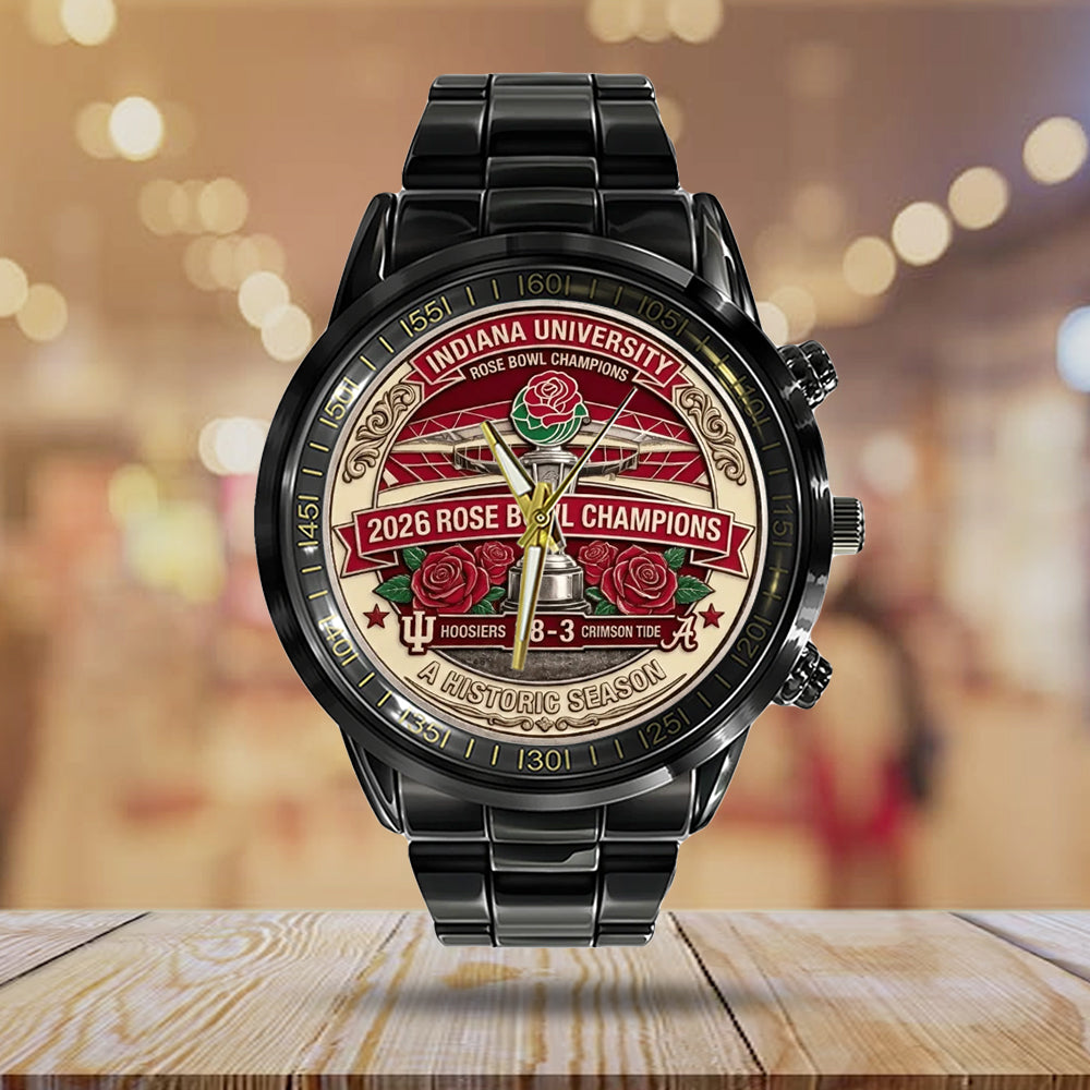 Indiana Hoosiers Football Rose Bowl Champions Black Stainless Steel Watch – MAITM14352