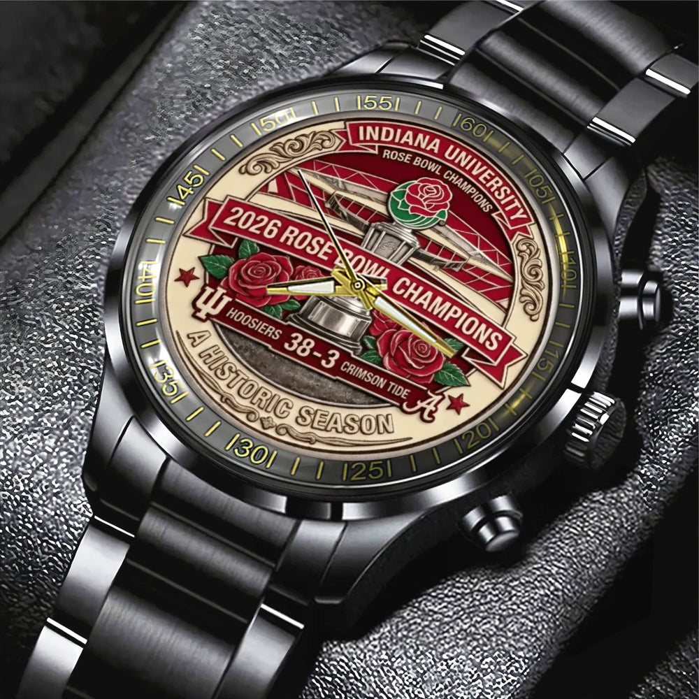 Indiana Hoosiers Football Rose Bowl Champions Black Stainless Steel Watch – MAITM14352