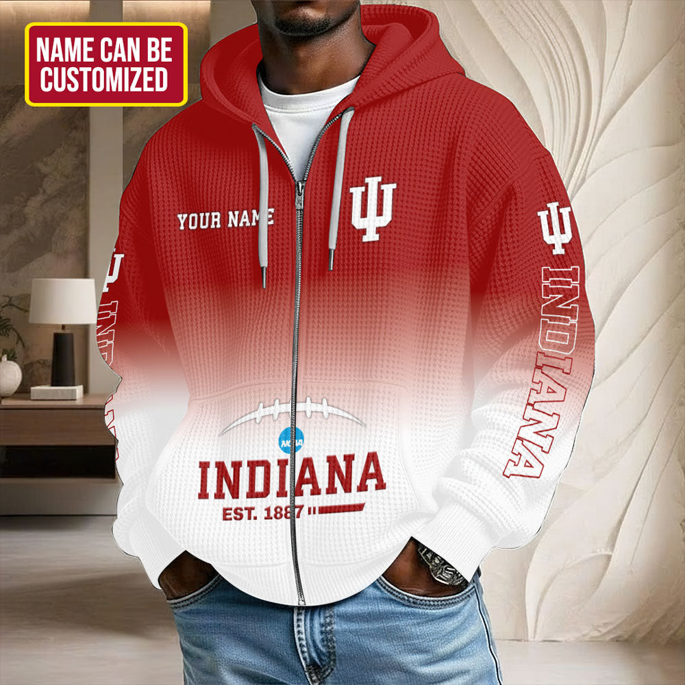 Personalized Indiana Hoosiers Football 3D Unisex Waffle Hoodie – TMTHU3030