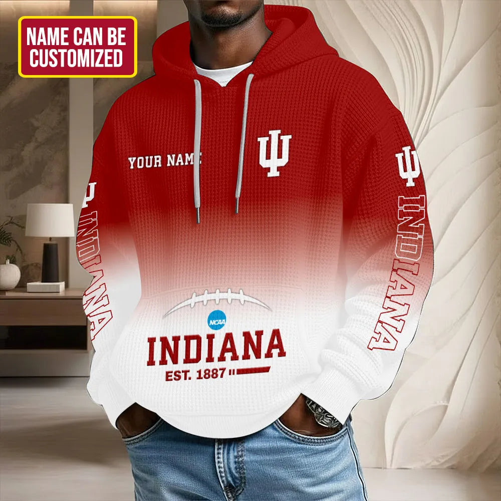 Personalized Indiana Hoosiers Football 3D Unisex Waffle Hoodie – TMTHU3030