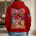 Indiana Hoosiers Football 2025 Big Ten Champions 3D Unisex Waffle Hoodie – MAITM14000