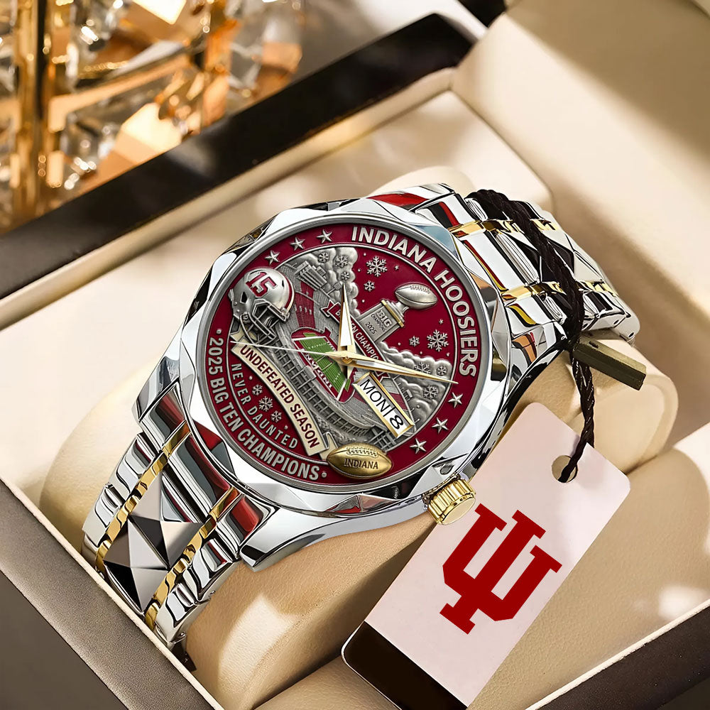 Indiana Hoosiers Football 2025 Big Ten Champions Alloy Luxury Quartz Watch – MAITM14030