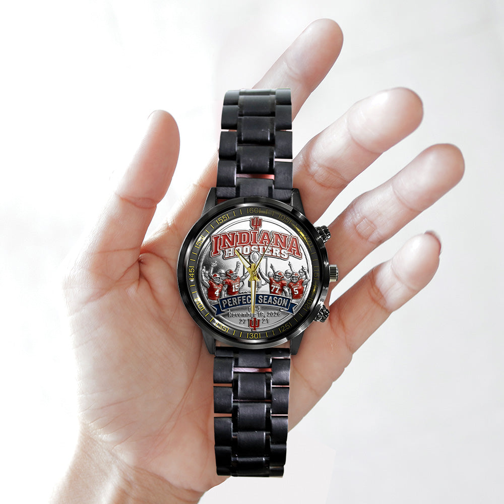 Indiana Hoosiers Football 2025 National Champions Black Stainless Steel Watch – TANTN20461