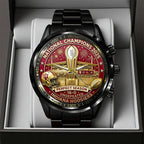 Indiana Hoosiers Football 2025 National Champions Black Stainless Steel Watch – TANTN20524