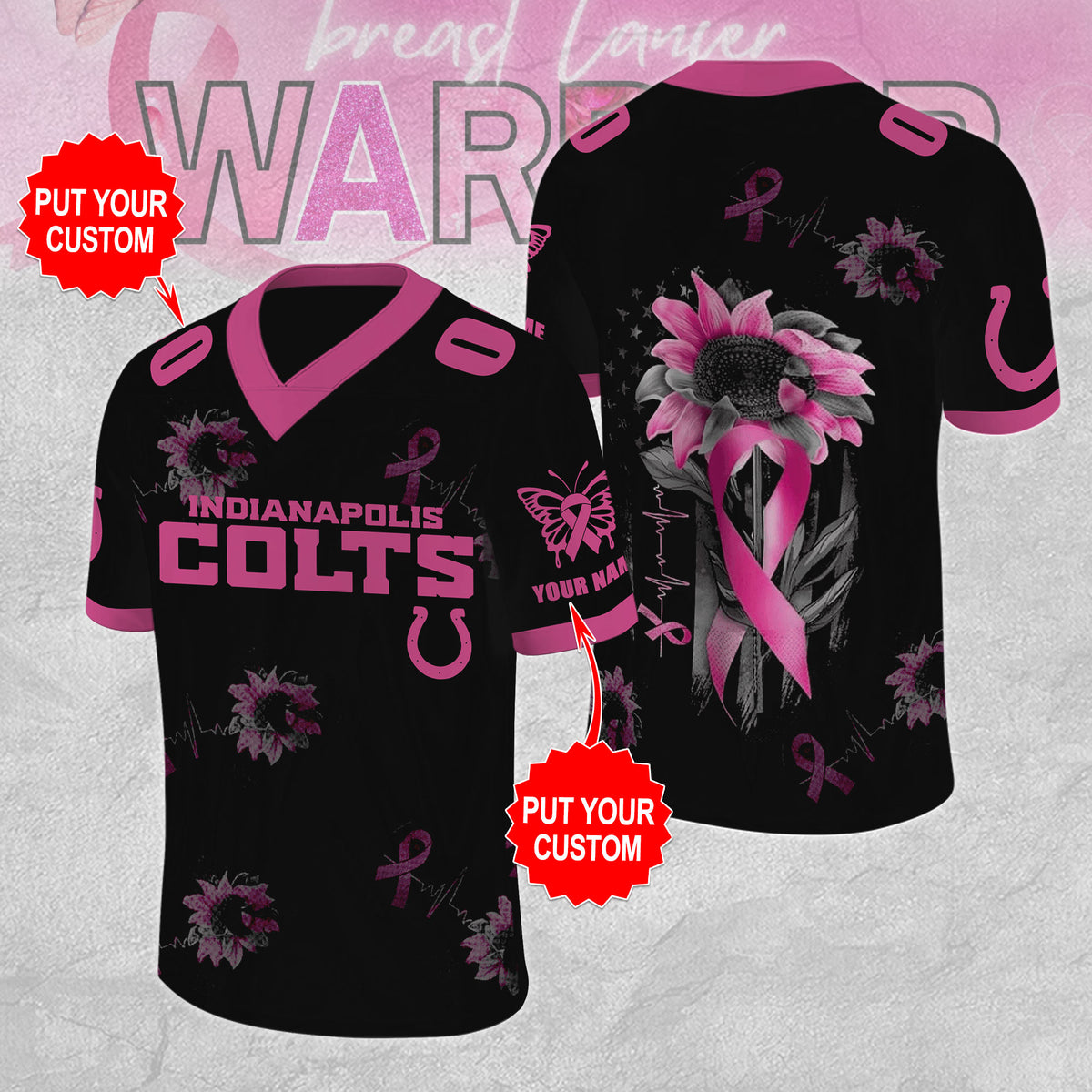 Personalized Indianapolis Colts x Breast Cancer Awareness 3D Football Jersey – MAITM12848