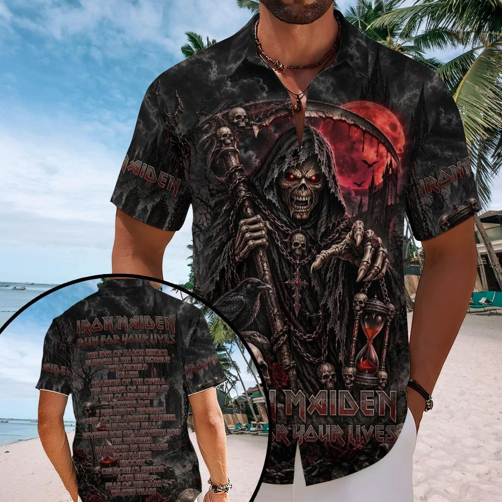 Iron Maiden 2026 World Tour Short Sleeve Button-Down Shirt – TMTHU9398