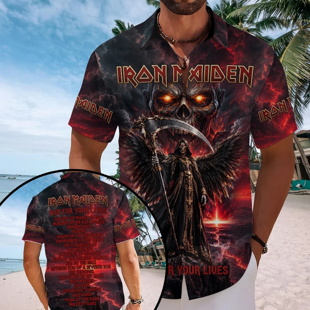 Iron Maiden 2026 World Tour Short Sleeve Button-Down Shirt – TMTHU9541