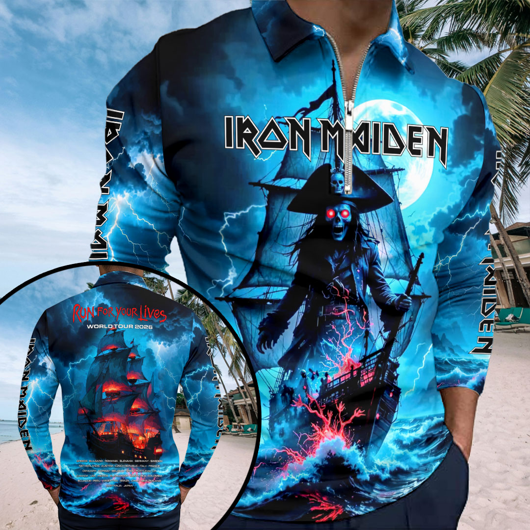 Iron Maiden 2026 World Tour Zip Polo Shirt – HOATT20287