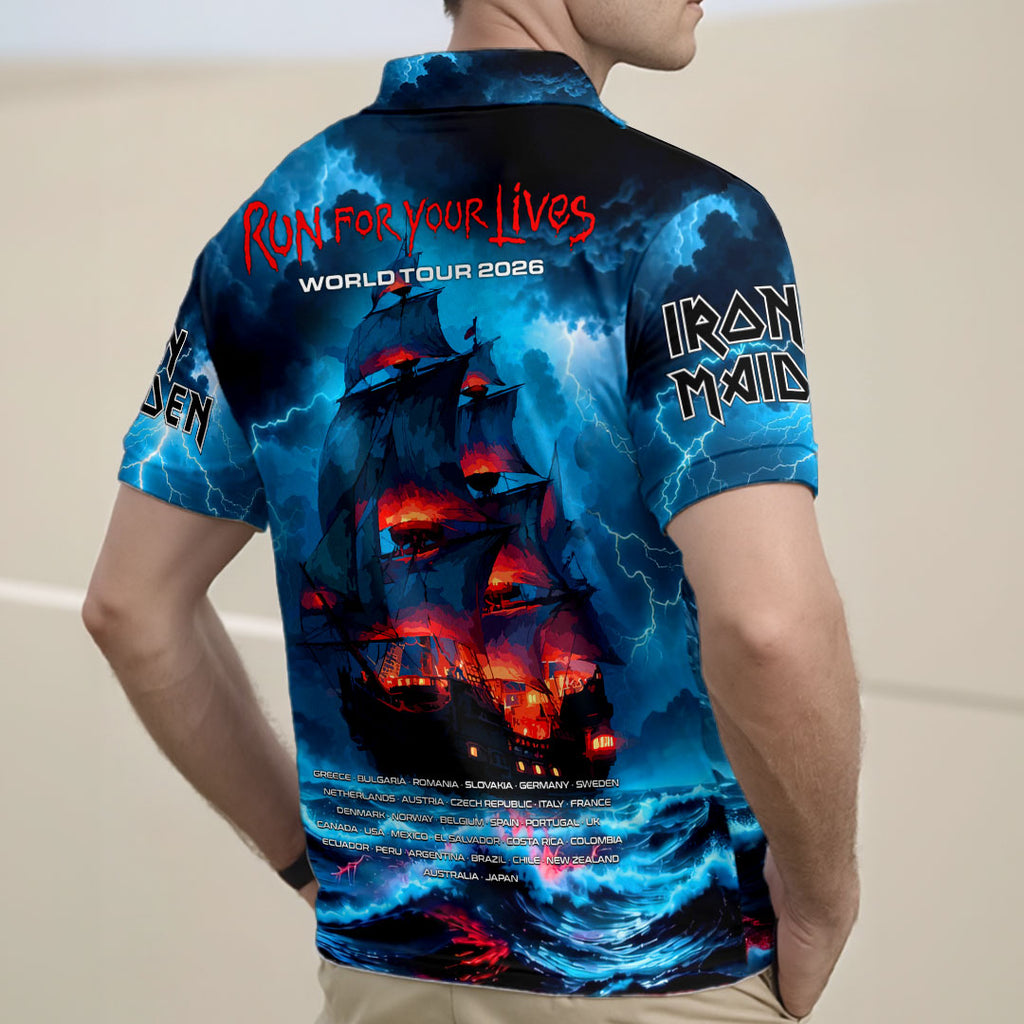 Iron Maiden 2026 World Tour Zip Polo Shirt – HOATT20287