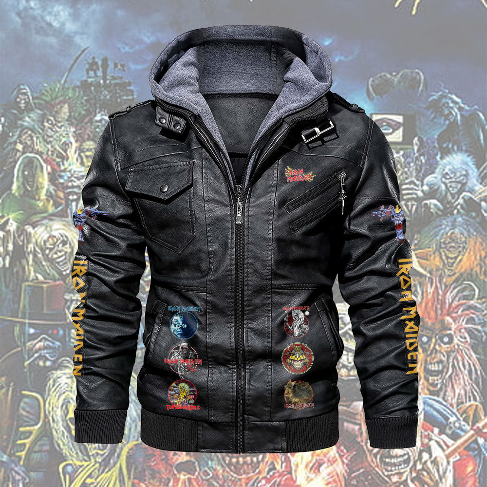 Iron Maiden 2D Leather Hooded Jacket – TMTHU6378