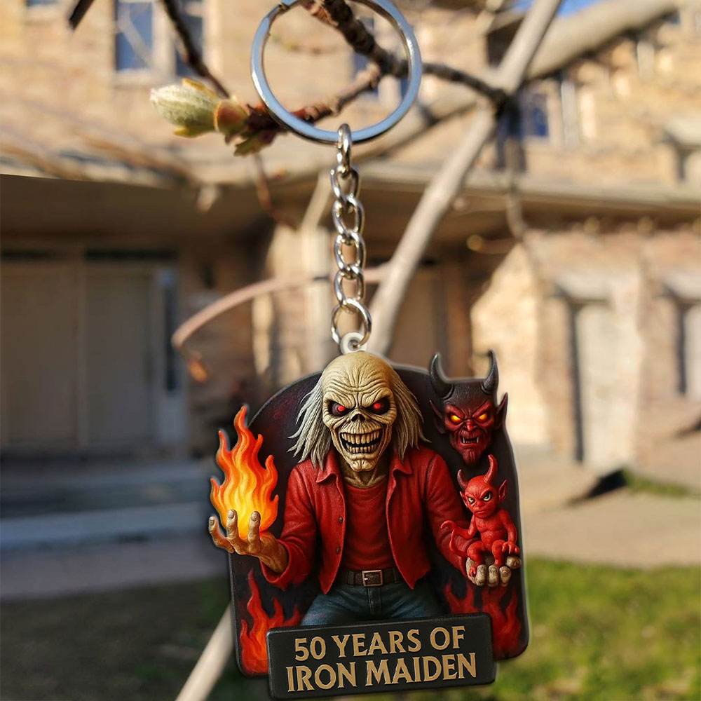 Iron Maiden 50 Years Custom Shape 2-sided Keychain – MAITM14185