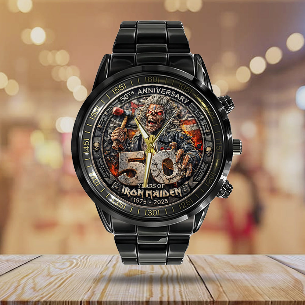 Iron Maiden 50th Anniversary Black Stainless Steel Watch – MAITM14652