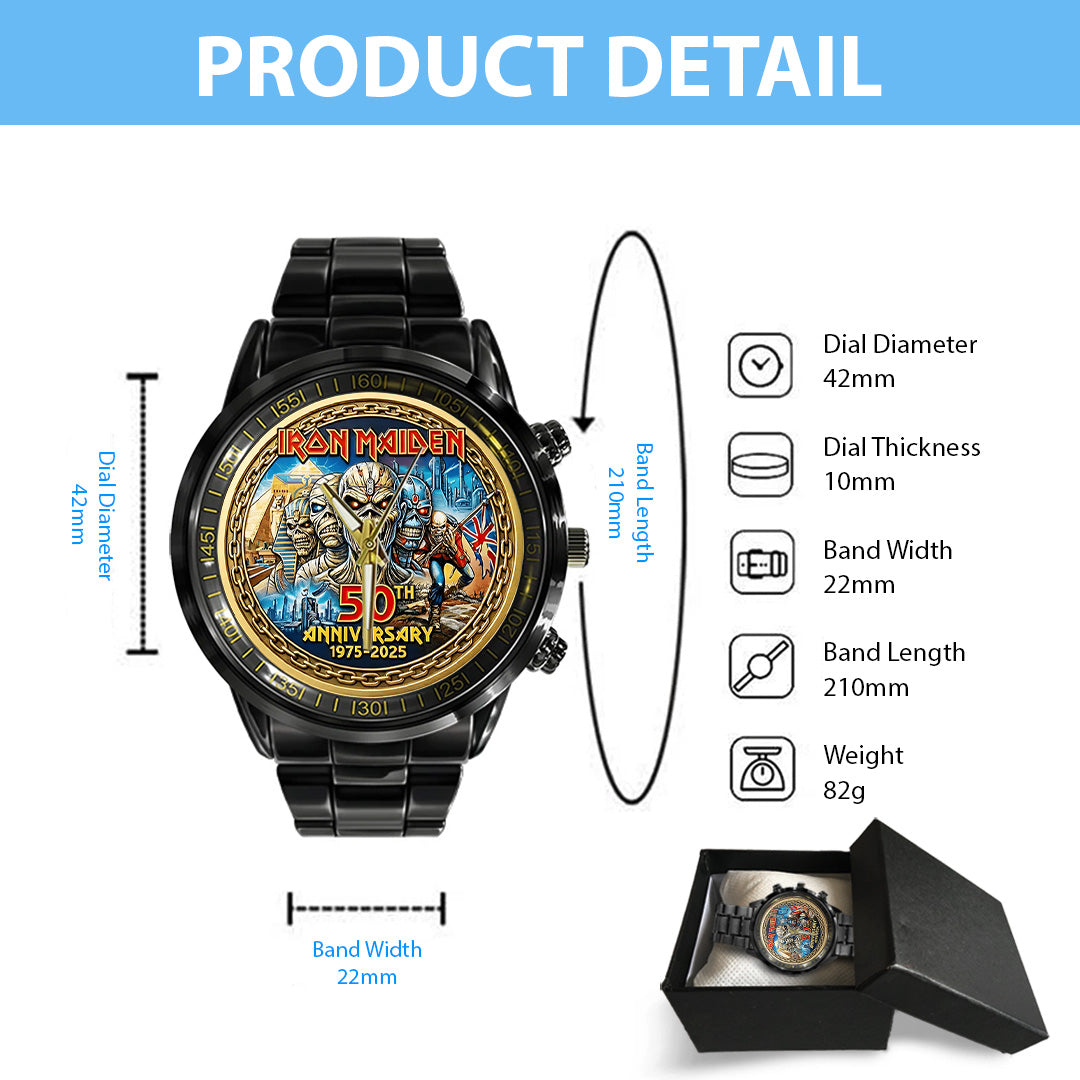 Iron Maiden 50th Anniversary Black Stainless Steel Watch – TANTN19765