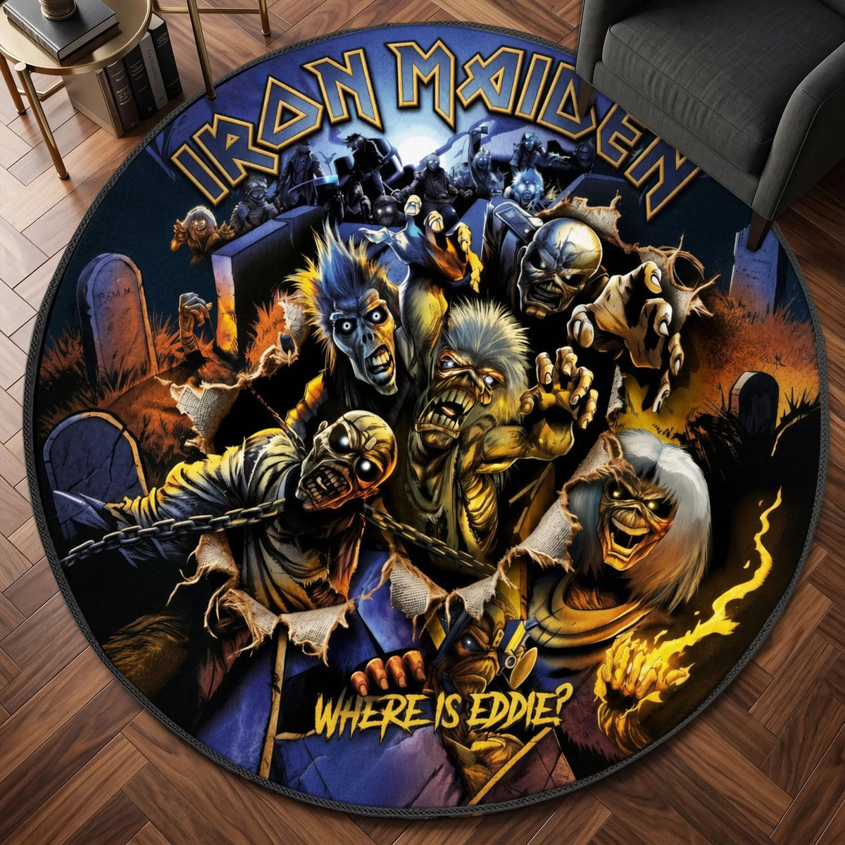 Iron Maiden Foldable Round Rug – TMTHU9495