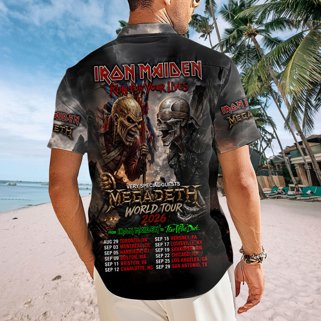 Iron Maiden World Tour Short Sleeve Button-Down Shirt – TMTHU7567