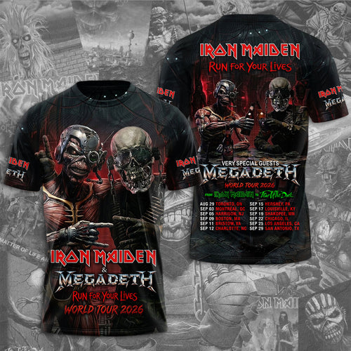 Iron Maiden x Megadeth 2026 World Tour 3D Apparel – TMTHU6800