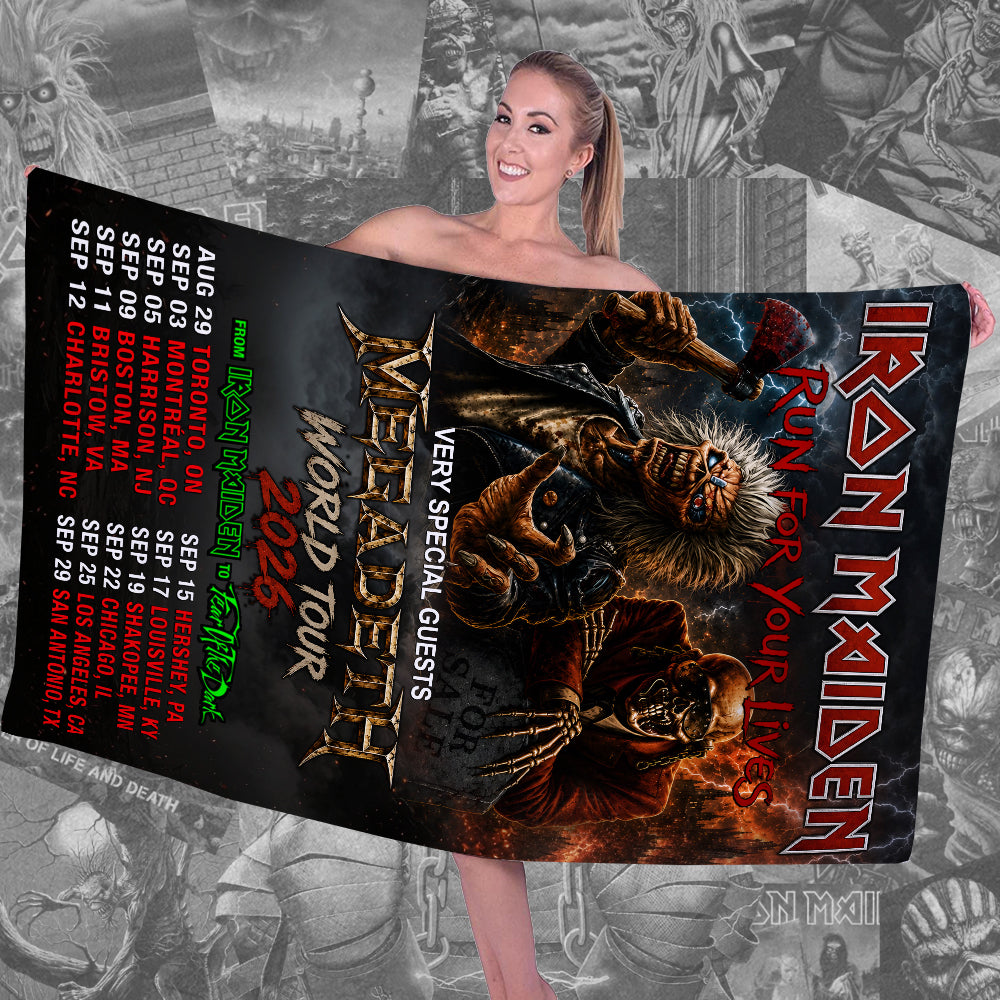 Iron Maiden x Megadeth 2026 World Tour Rectangle Beach Towel – TMTHU6818