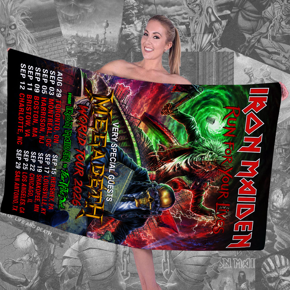Iron Maiden x Megadeth 2026 World Tour Rectangle Beach Towel – TMTHU6986
