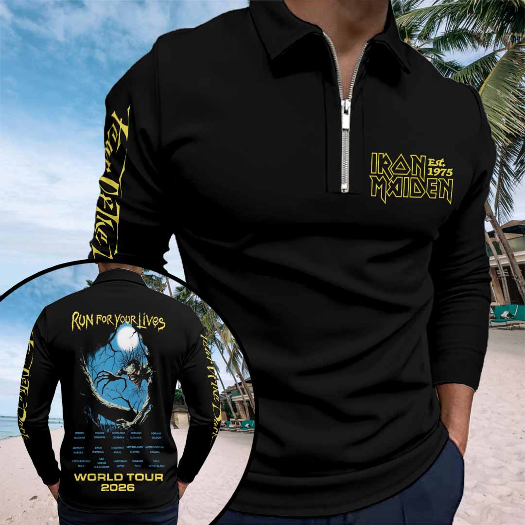 Iron Maiden 2026 World Tour Zip Polo Shirt – HOATT18340
