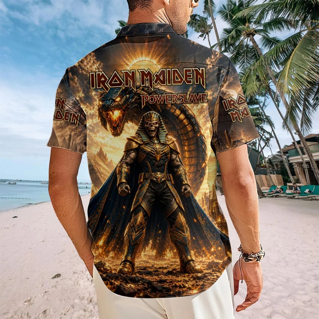 Iron Maiden Powerslave Short Sleeve Button-Down Shirt – HOATT26902