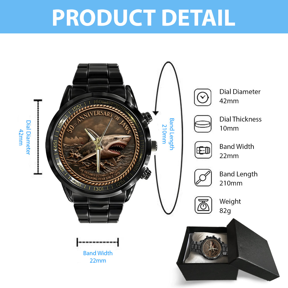 Jaws 50th Anniversary Black Stainless Steel Watch – MAITM13750