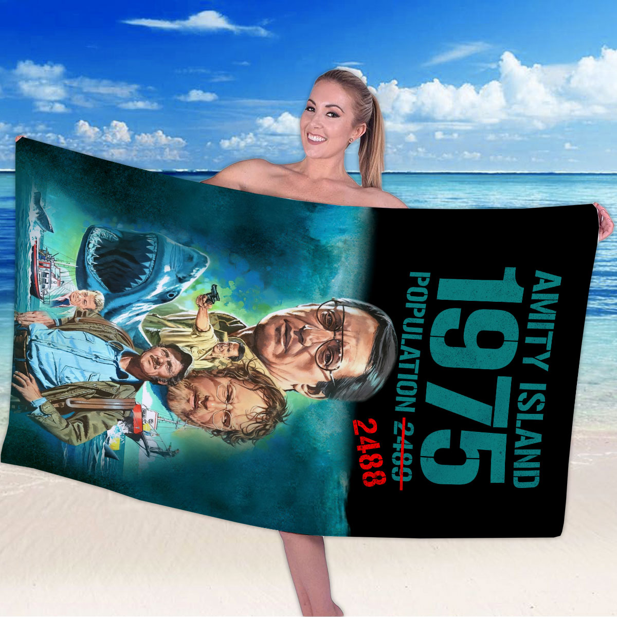 Jaws Rectangle Beach Towel – HOATT 11314