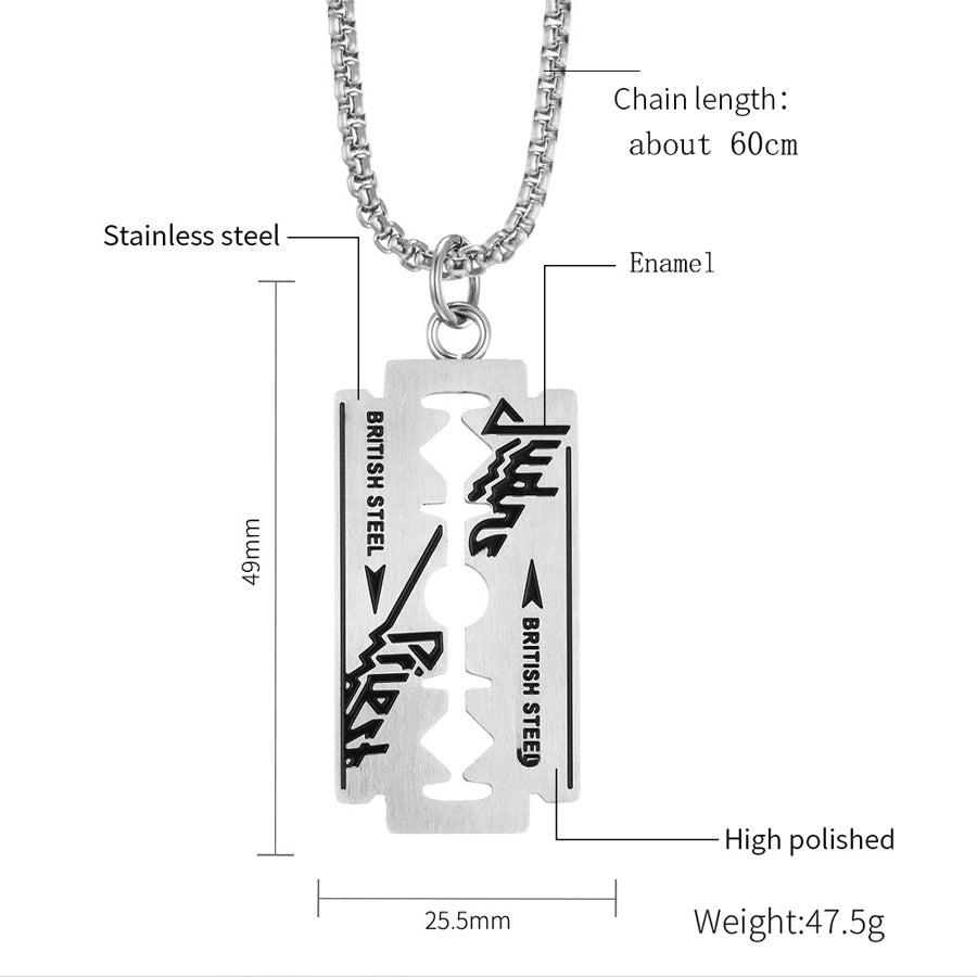 Judas Priest Stainless Steel Razor Blade Necklace – MAITMDROP041