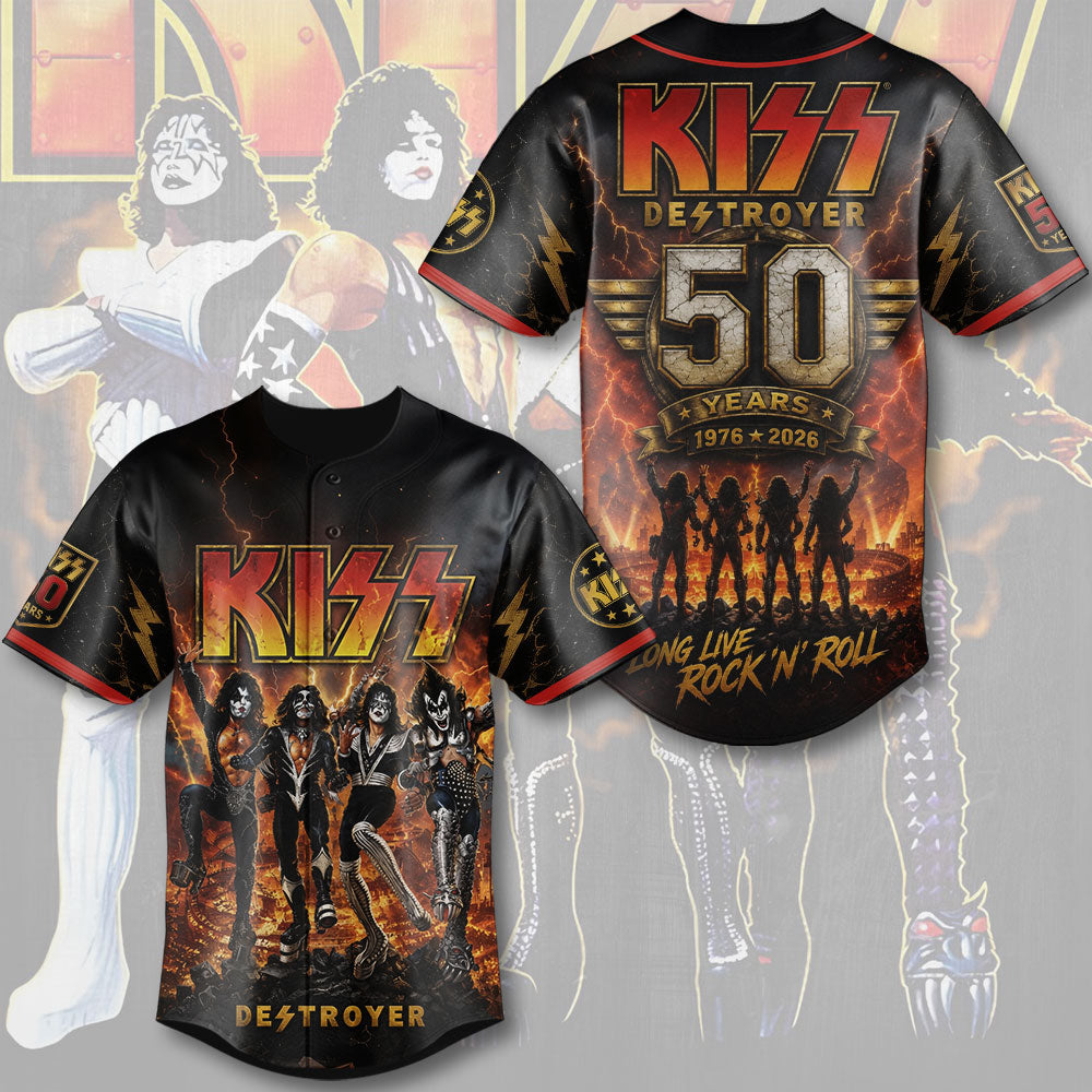 KISS Destroyer 50th Anniversary Baseball Jersey – TMTHU7543