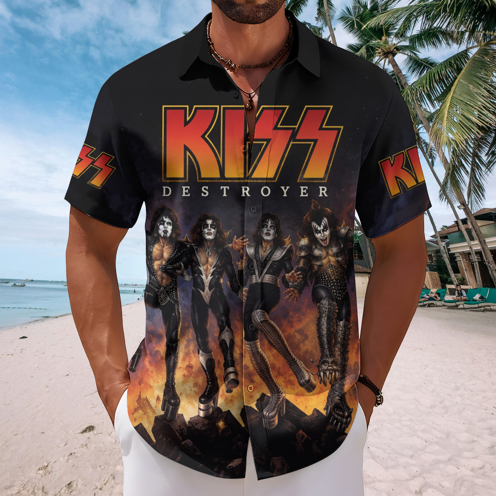 KISS Short Sleeve Button-Down Shirt – TMTHU7298