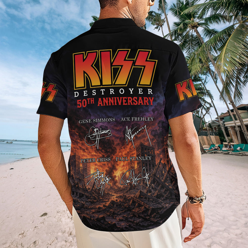 KISS Short Sleeve Button-Down Shirt – TMTHU7298