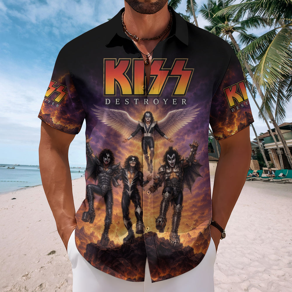KISS Short Sleeve Button-Down Shirt – TMTHU7490