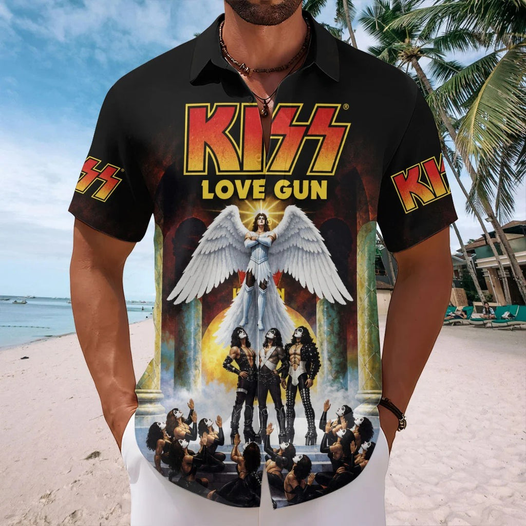 KISS Short Sleeve Button-Down Shirt – TMTHU9141