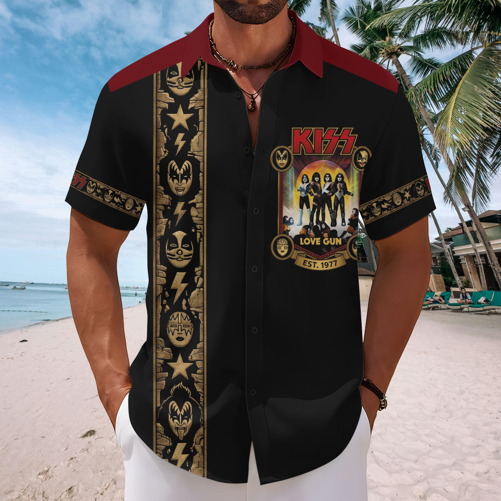 KISS Short Sleeve Button-Down Shirt – TMTHU7180