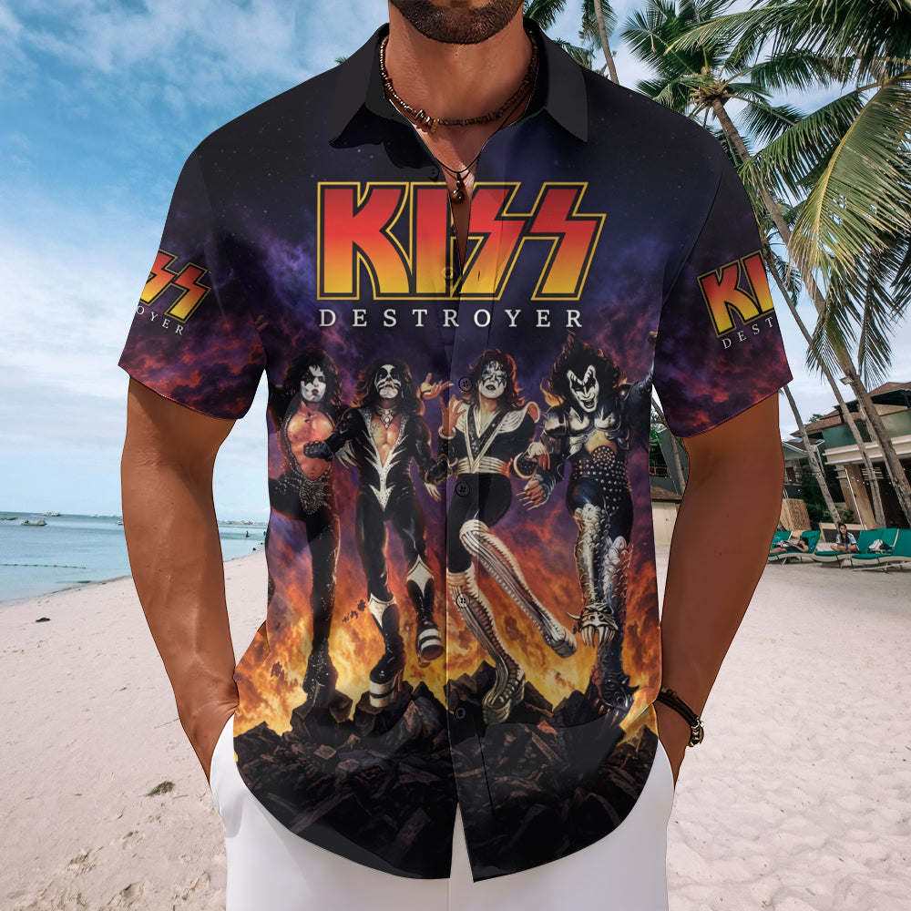 KISS Short Sleeve Button-Down Shirt – TMTHU7539