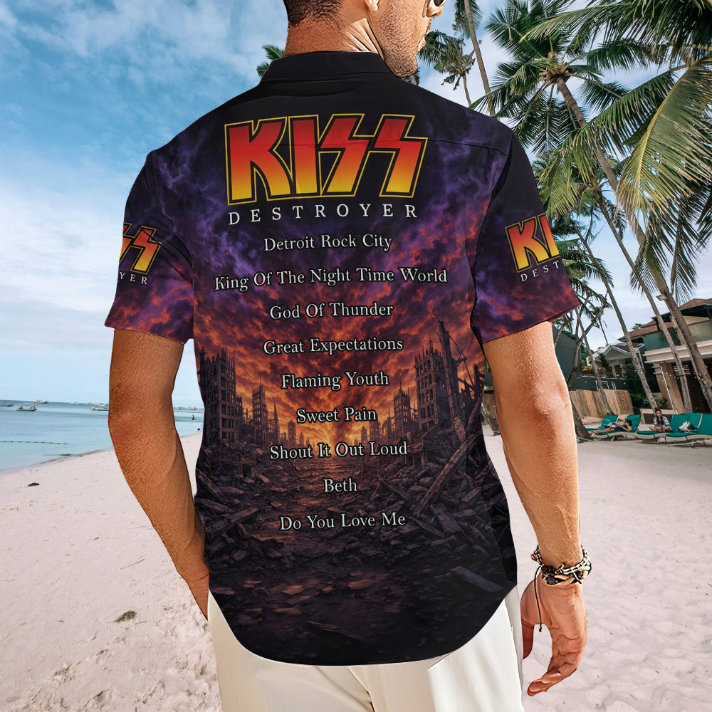 KISS Short Sleeve Button-Down Shirt – TMTHU7539