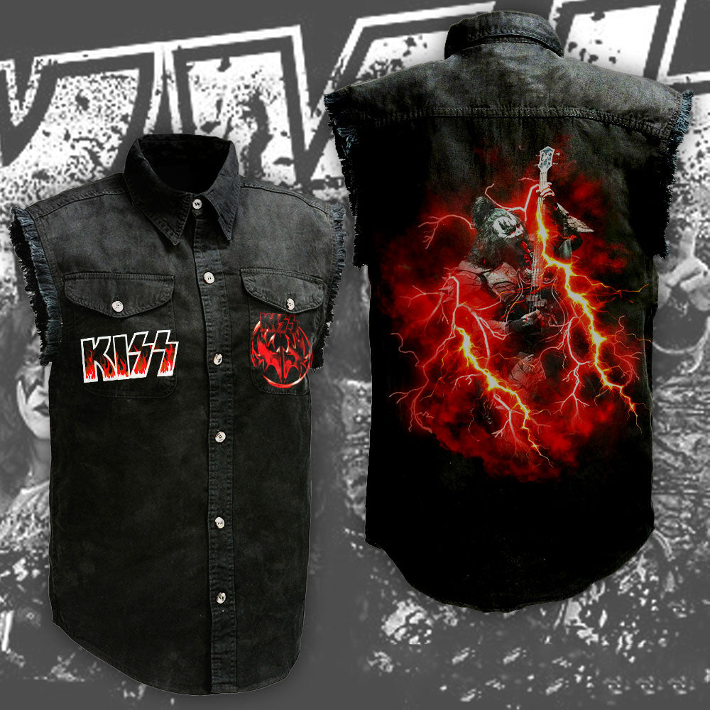 KISS 3D Lightweight Sleeveless Denim Shirt – NGHIAVT 1203