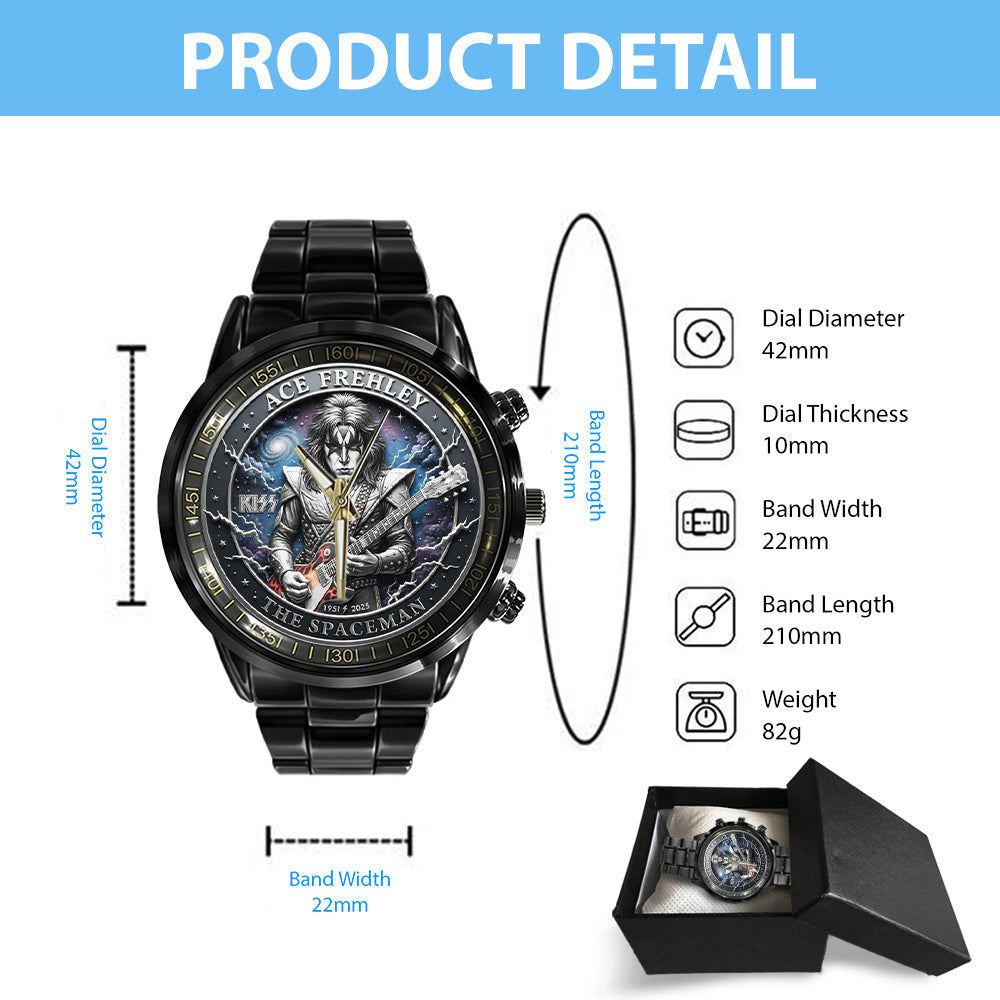 KISS x Ace Frehley Black Stainless Steel Watch – MAITM13483