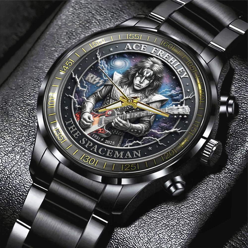 KISS x Ace Frehley Black Stainless Steel Watch – MAITM13483