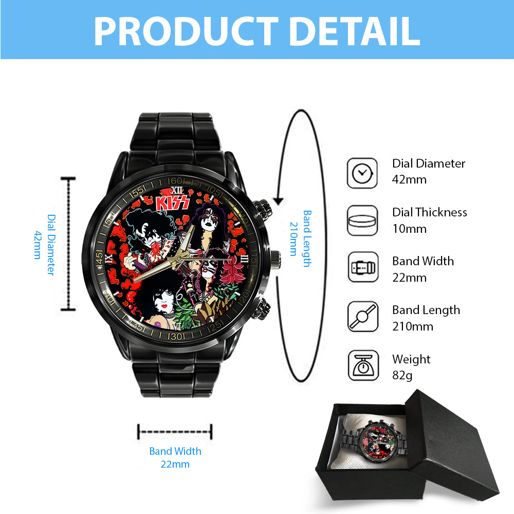 KISS Black Stainless Steel Watch – GNE NEW23