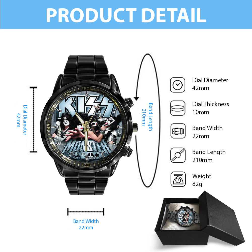 KISS Black Stainless Steel Watch – HOATT 4662