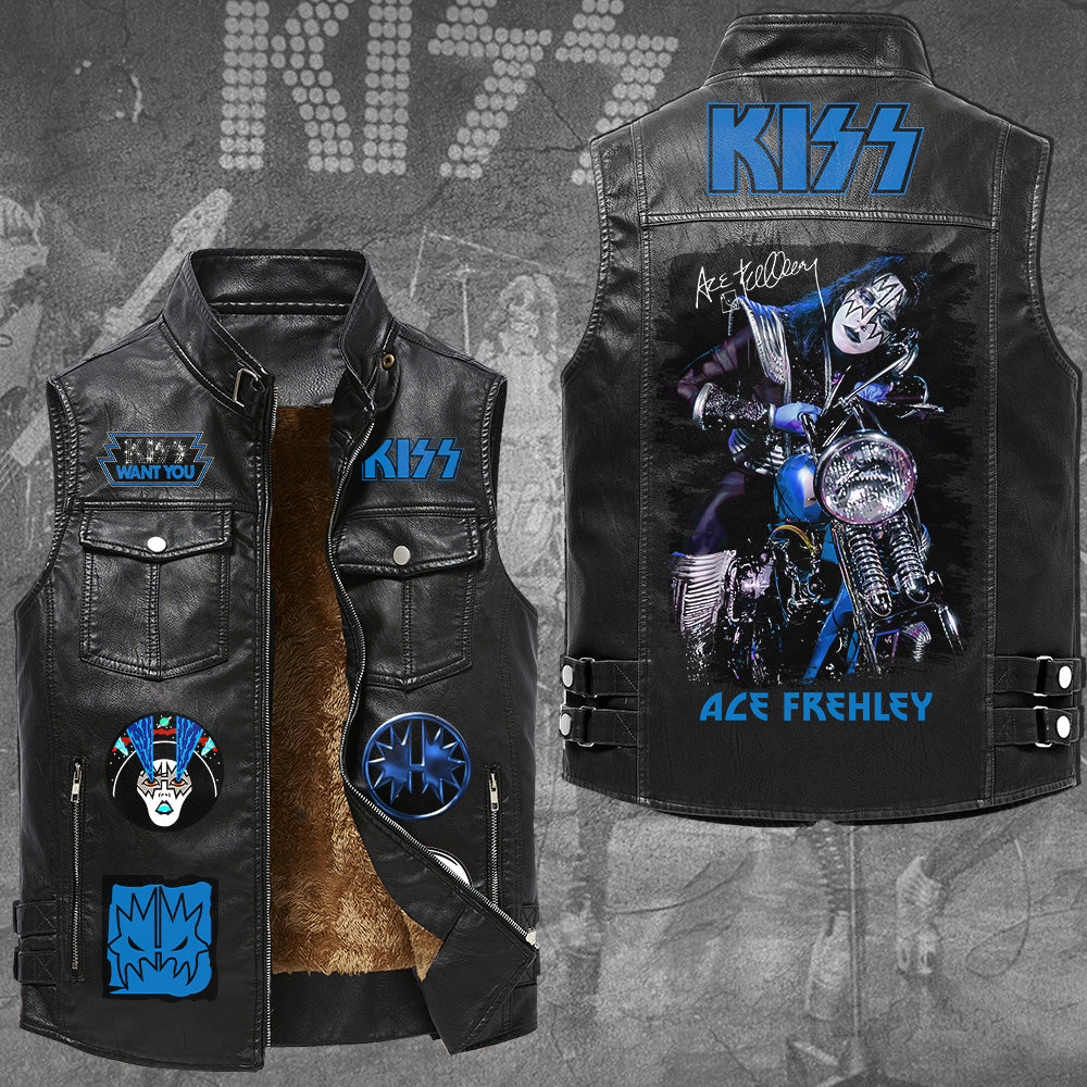 KISS x Ace Frehley Premium 2D Sleeveless Leather Vest – GNE6760