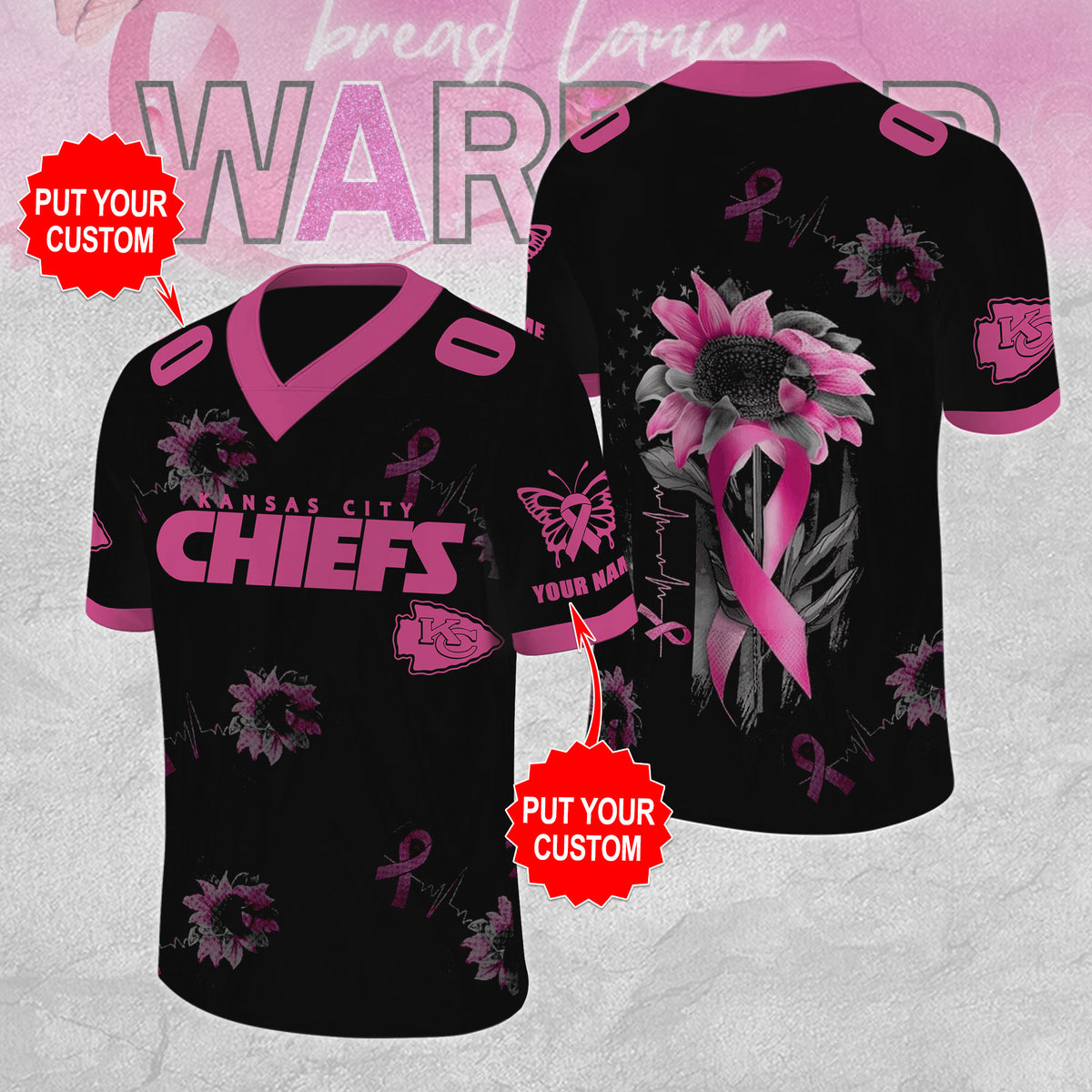 Personalized Kansas City Chiefs x Breast Cancer Awareness 3D Football Jersey – MAITM12850