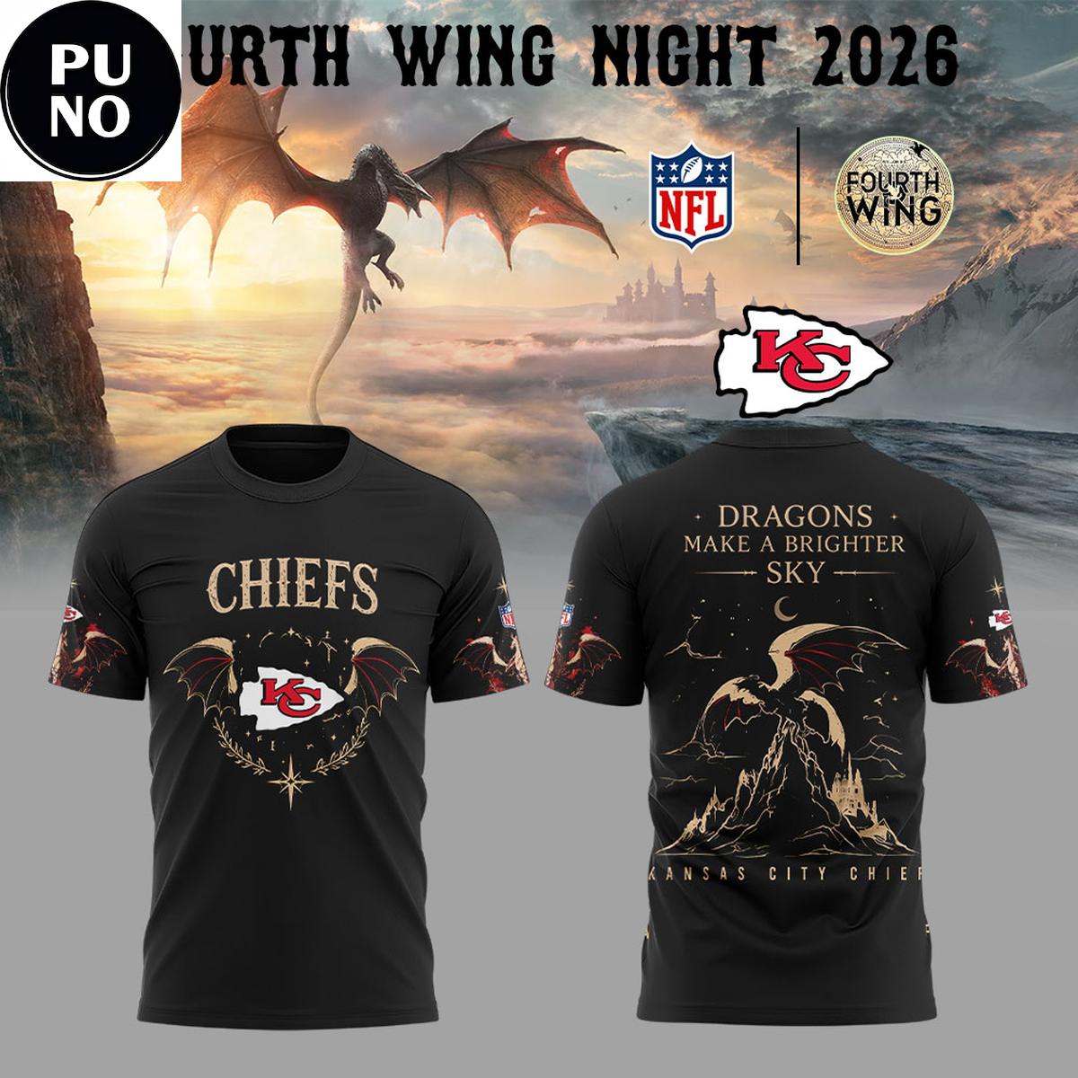 Kansas City Chiefs x Fourth Wing Night 2026 Dragons Make A Brighter Sky Hoodie T-Shirt