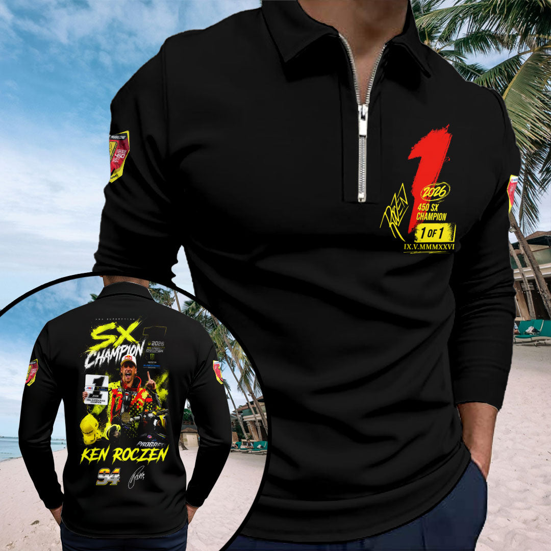 Ken Roczen 2026 AMA Supercross 450cc Champion Zip Polo Shirt – HOATT18030
