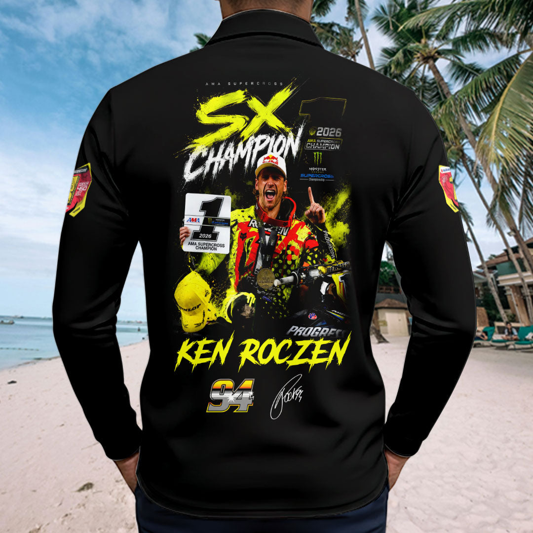 Ken Roczen 2026 AMA Supercross 450cc Champion Zip Polo Shirt – HOATT18030
