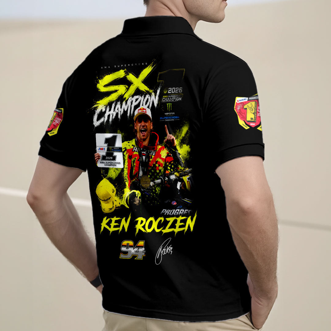 Ken Roczen 2026 AMA Supercross 450cc Champion Zip Polo Shirt – HOATT18030