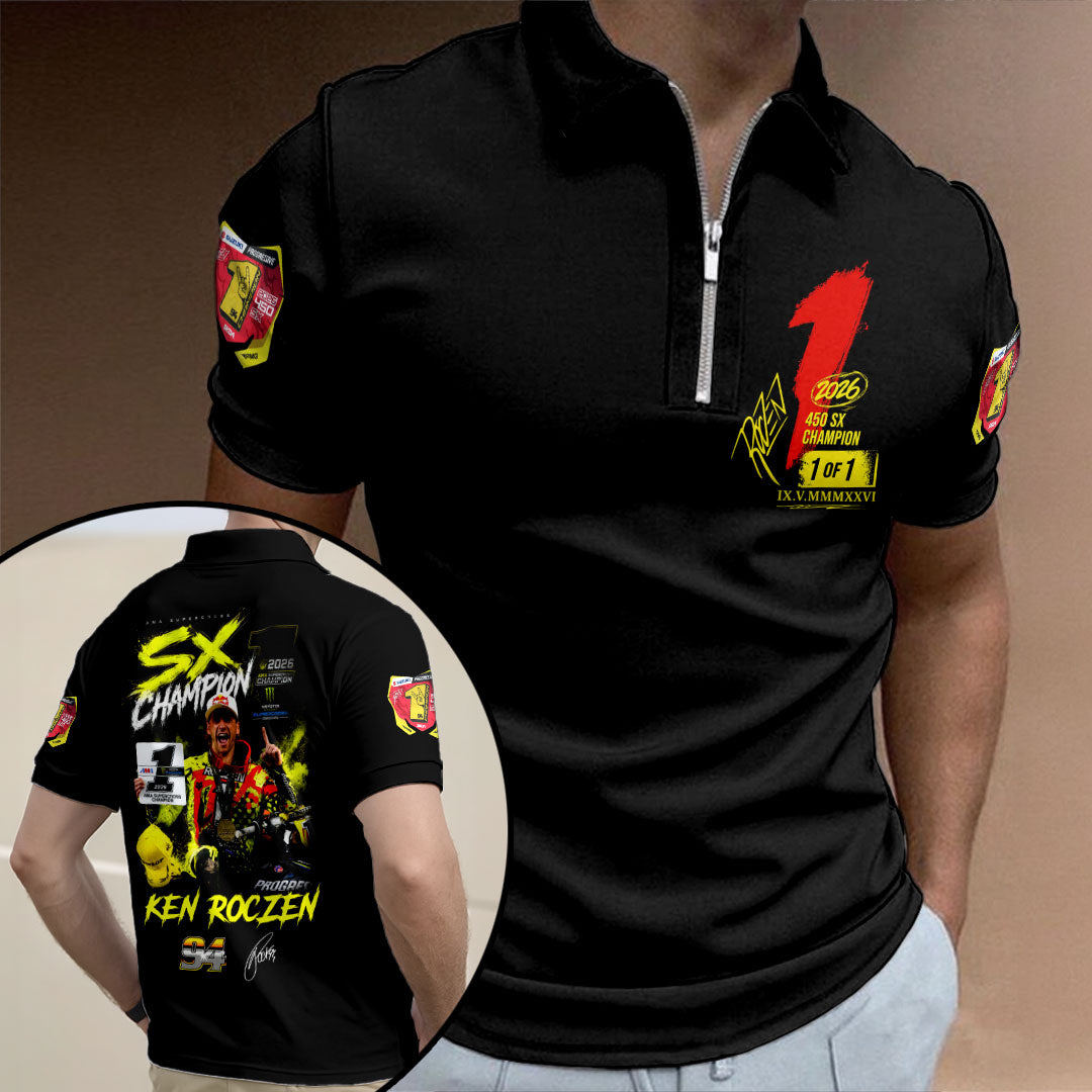 Ken Roczen 2026 AMA Supercross 450cc Champion Zip Polo Shirt – HOATT18030