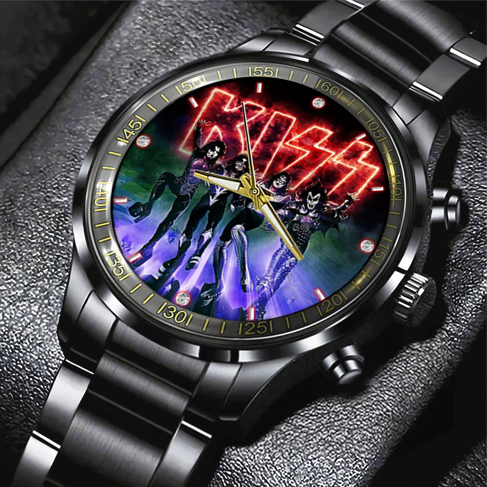 KISS Black Stainless Steel Watch – MAITM 7383