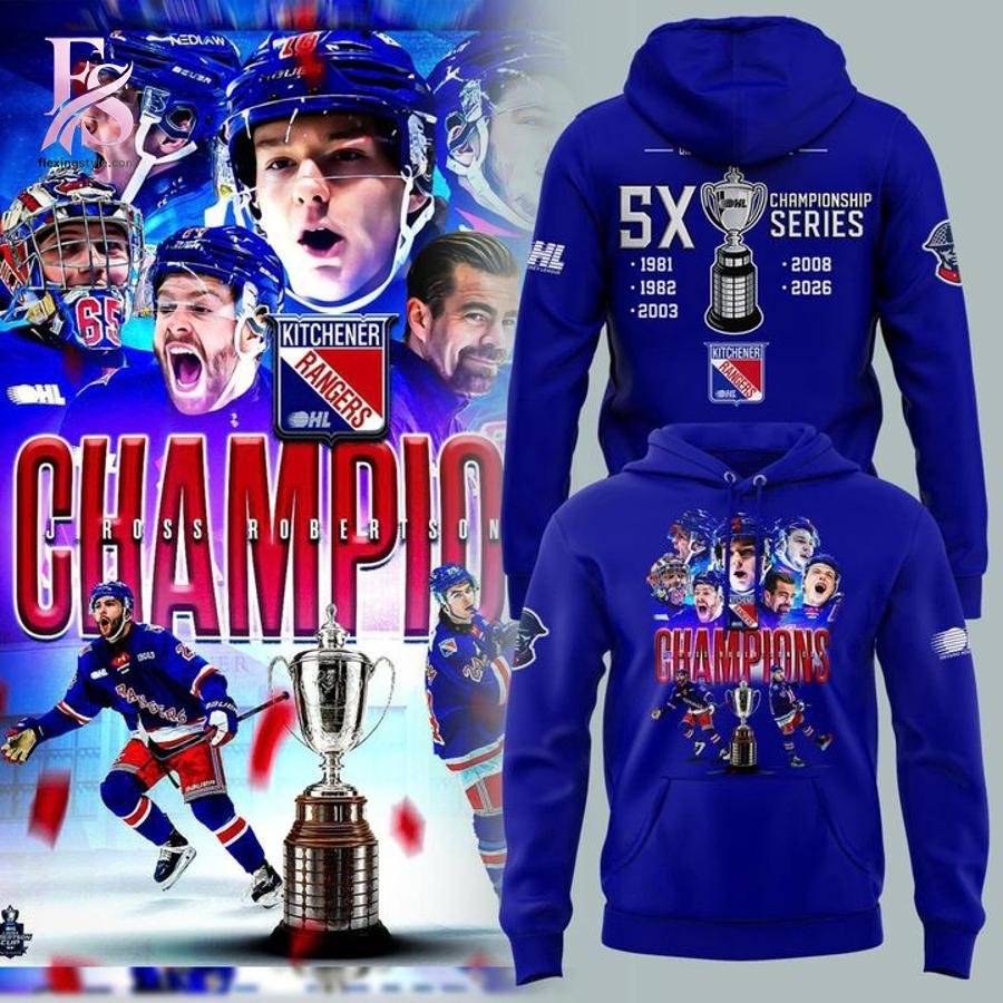 Kitchener Rangers Blue 2026 OHL Champions Hoodie