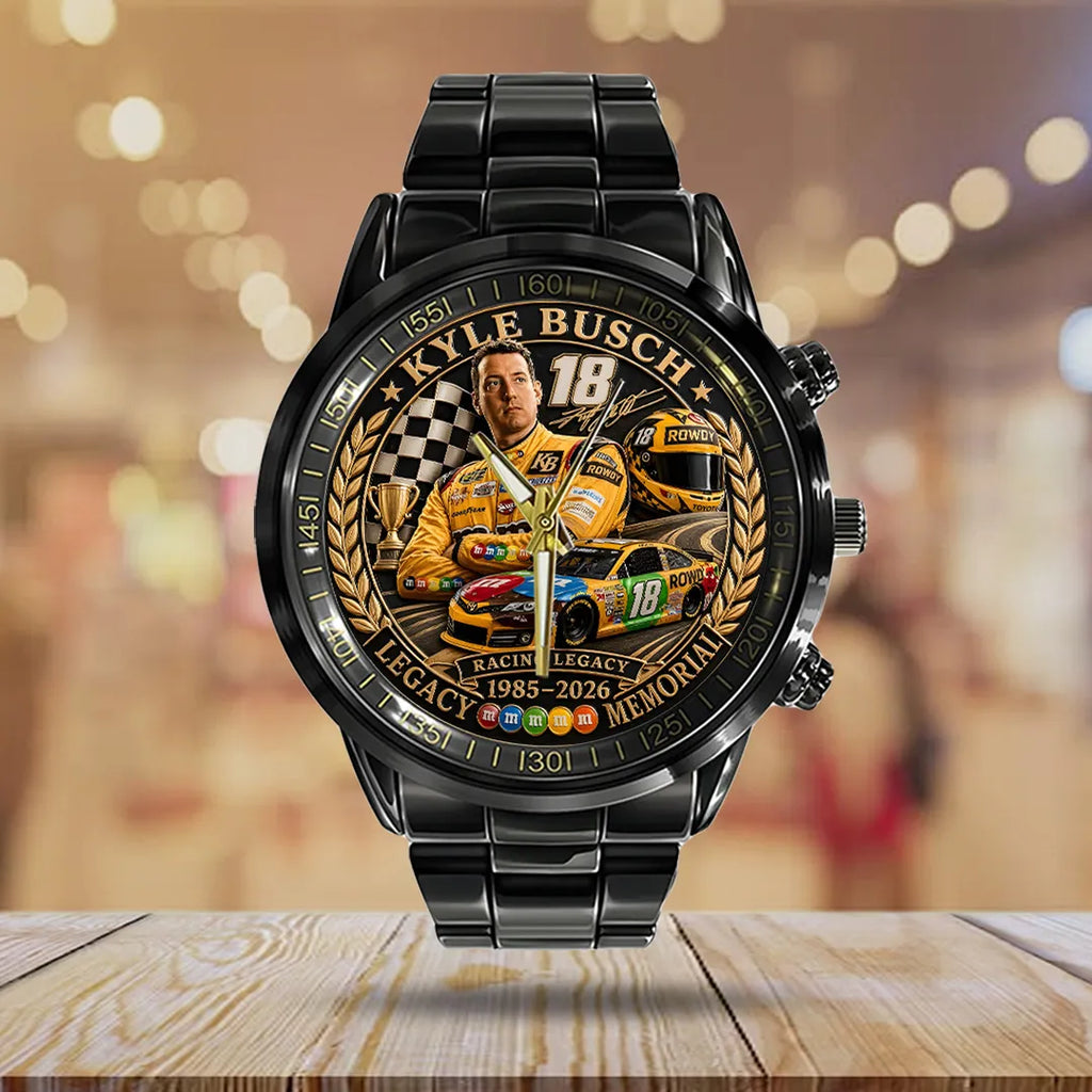 Kyle Busch Black Stainless Steel Watch – TANTN23160